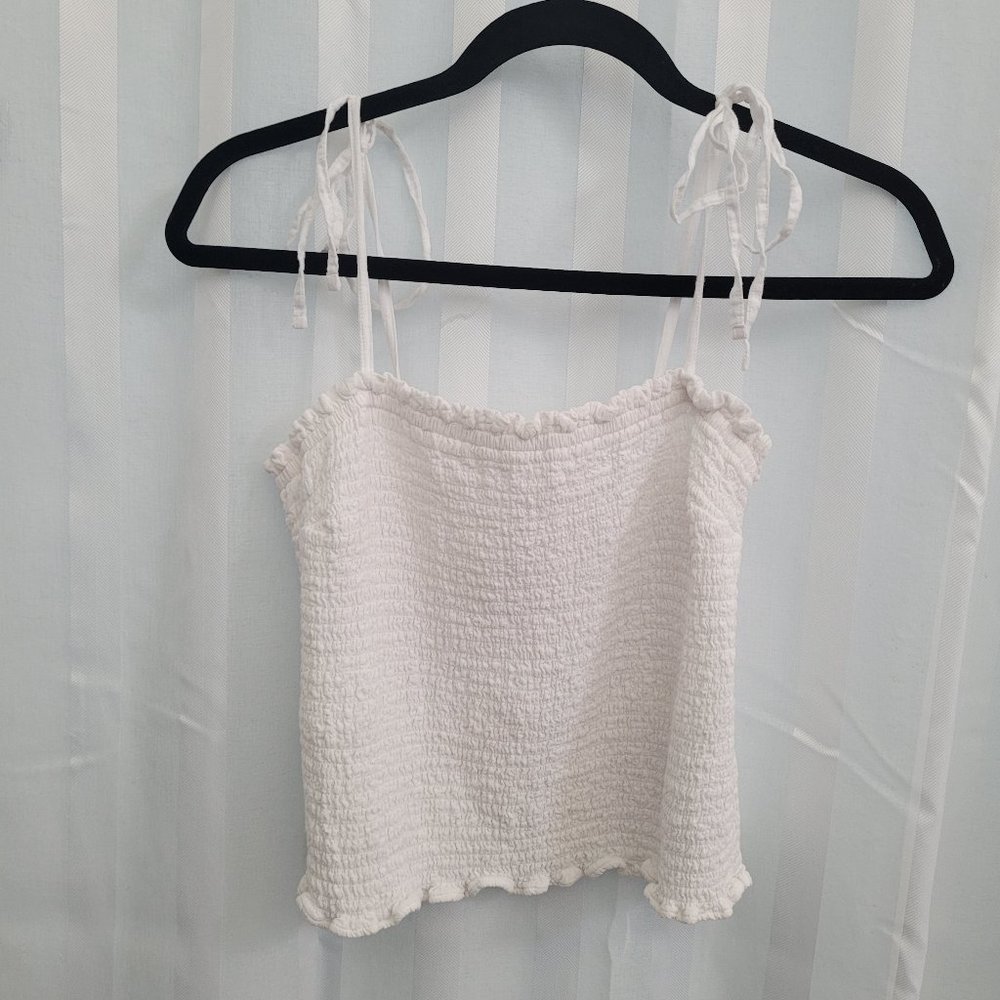 Abercrombie Tie-Strap Smocked Cami medium white